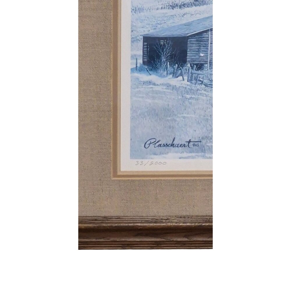 Vintage Winter Barn Print by Richard W Plasschaert Signed Numbered - Picture 3 of 15